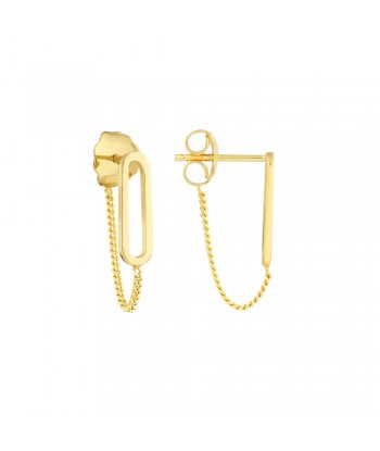 14K Yellow Gold Front To Back Paper Clip & Curb Earrings En savoir plus