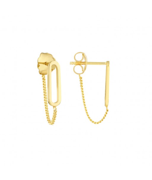 14K Yellow Gold Front To Back Paper Clip & Curb Earrings En savoir plus