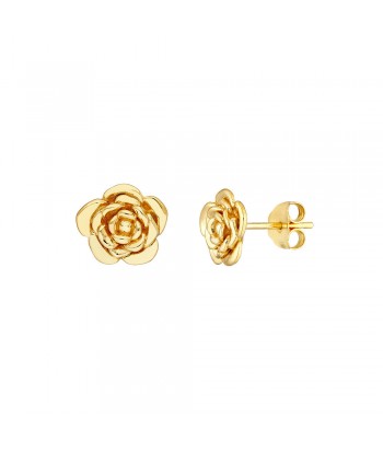 14K Yellow Gold 3D Rose Stud Earrings offre 