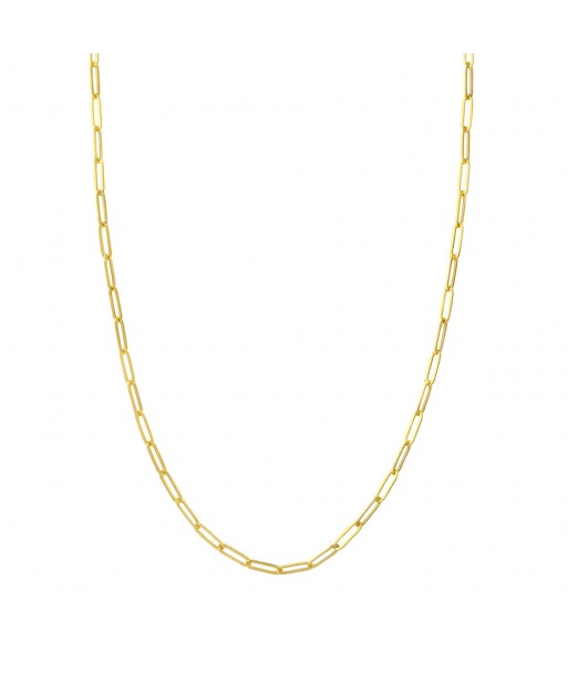 14K Yellow Gold 3.80mm Hollow Paperclip Chain with Pear Lock Par le système avancé 