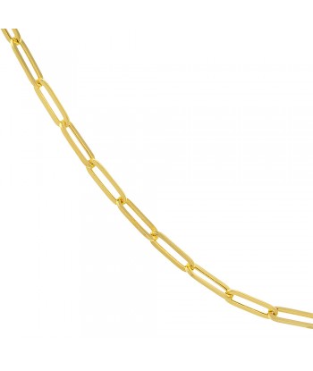 14K Yellow Gold 3.80mm Hollow Paperclip Chain with Pear Lock Par le système avancé 