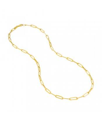 14K Yellow Gold 3.80mm Hollow Paperclip Chain with Pear Lock Par le système avancé 