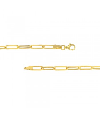 14K Yellow Gold 3.80mm Hollow Paperclip Chain with Pear Lock Par le système avancé 