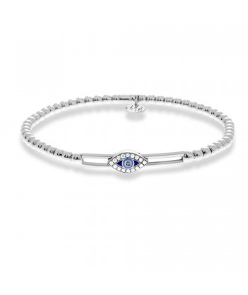 Hulchi Belluni Evil Eye Stretch Beaded Bracelet 18k White Gold Les êtres humains sont 