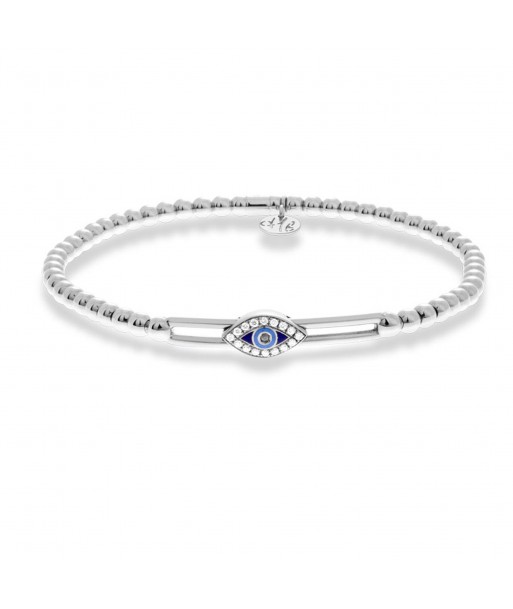 Hulchi Belluni Evil Eye Stretch Beaded Bracelet 18k White Gold Les êtres humains sont 