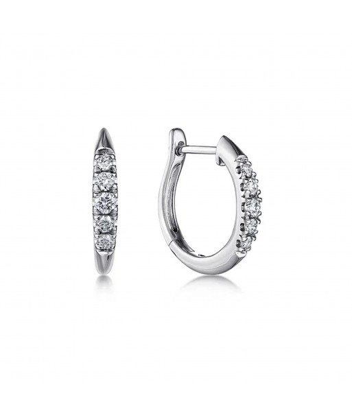 Gabriel 14K White Gold Classic Round 15mm Diamond Huggie Earrings offre 