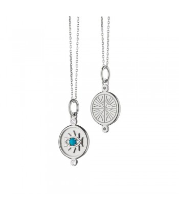 Monica Rich Kosann Mini "Protect" Evil Eye Charm Necklace with Turquoise & Sapphires Pour