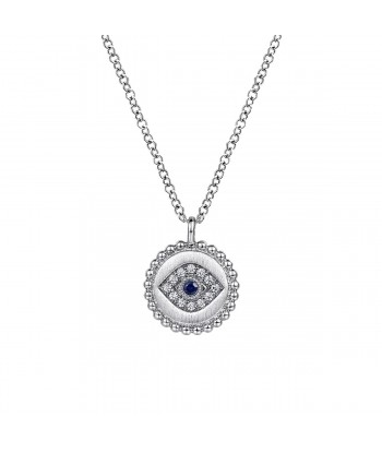 Gabriel Sterling Silver Sapphire and Diamond Evil Eye Necklace livraison et retour toujours gratuits