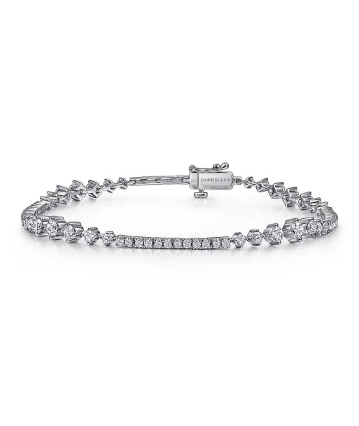 Gabriel 14K White Gold Diamond Prong and Bar Set Tennis Bracelet du meilleur 