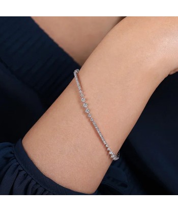 Gabriel 14K White Gold Diamond Prong and Bar Set Tennis Bracelet du meilleur 