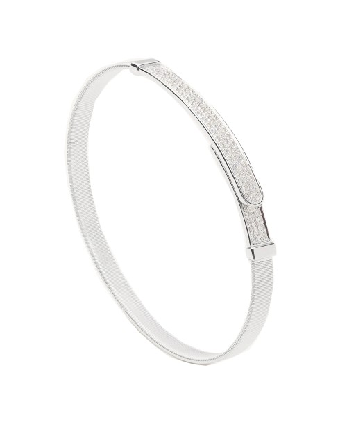 Marco Bicego 18K White Gold Masai Coil and Diamond Pave Bangle Bracelet, Thin Comparez plus de prix