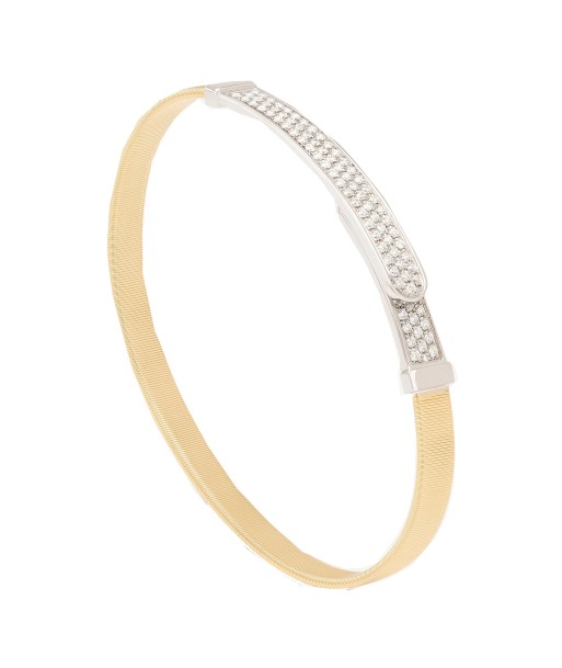 Marco Bicego 18K Yellow & White Gold Masai Coil and Diamond Pave Bangle Bracelet, Thin outlet