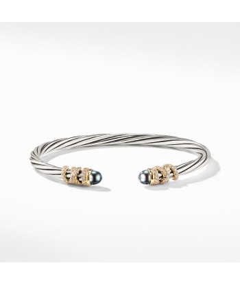 David Yurman Helena End Station Bracelet with Gray Pearls, Diamonds and 18K Gold, 4mm votre