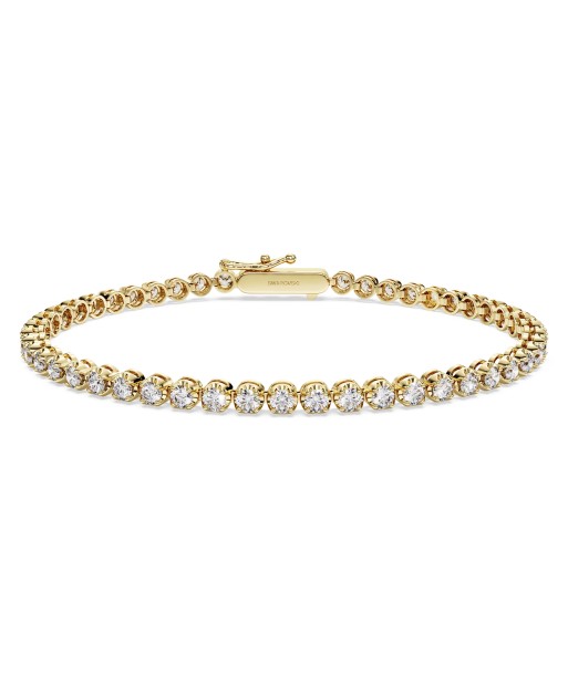 Swarovski Diamond Eternity Tennis Bracelet 14K Yellow Gold 2.50 Carats tw en linge