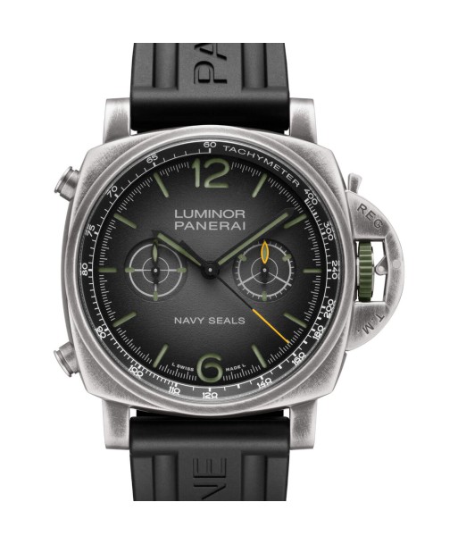 Pre-owned Panerai Luminor Chrono Navy SEALs PAM01409 Green Watch 44mm d'Europe débarque