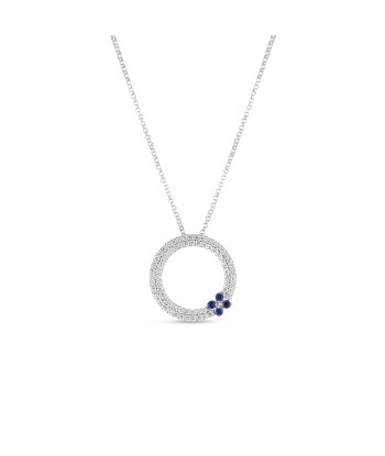 Roberto Coin 18K White Gold Love in Verona Circle Necklace with Diamonds and Sapphires la livraison gratuite