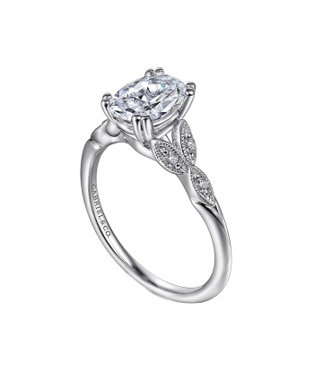 Gabriel "Celia" 14K White Gold Trio Milgrain Petal Victorian Style Engagement Ring Mounting vous aussi creer 