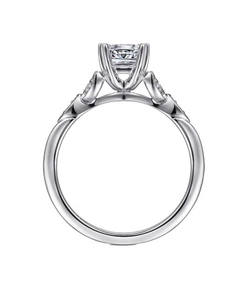 Gabriel "Celia" 14K White Gold Trio Milgrain Petal Victorian Style Engagement Ring Mounting vous aussi creer 