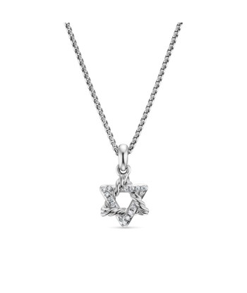 David Yurman Star of David Pendant Necklace in Sterling Silver with Diamonds, 9.6mm brillant des détails fins