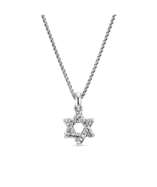 David Yurman Star of David Pendant Necklace in Sterling Silver with Diamonds, 9.6mm brillant des détails fins