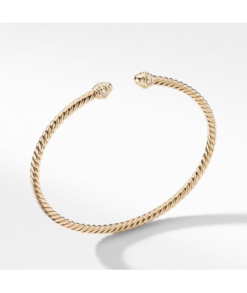 David Yurman Cable Spira Bracelet in 18K Gold with Diamonds, 3mm de la marque