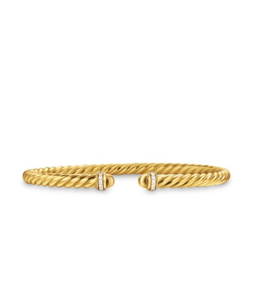 David Yurman Cablespira Flex Bracelet in 18K Yellow Gold with Gold Domes and Diamonds, 4mm Amélioration de cerveau avec