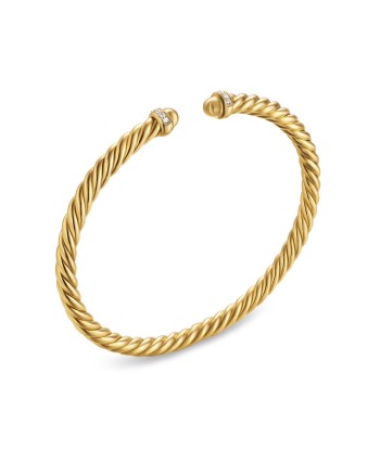 David Yurman Cablespira Flex Bracelet in 18K Yellow Gold with Gold Domes and Diamonds, 4mm Amélioration de cerveau avec