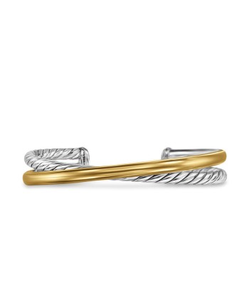 David Yurman Crossover Two Row Cuff Bracelet in Sterling Silver with 14K Yellow Gold, 11mm le des métaux précieux