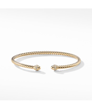 David Yurman Cable Spira Bracelet in 18K Gold with Diamonds, 3mm de la marque