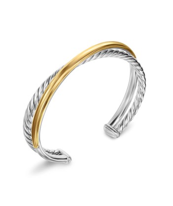 David Yurman Crossover Two Row Cuff Bracelet in Sterling Silver with 14K Yellow Gold, 11mm le des métaux précieux