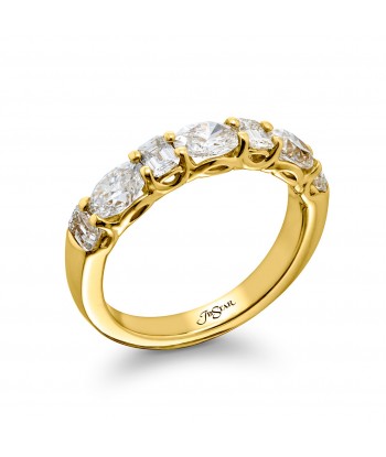 JB Star 7 Diamond Emerald & Oval Anniversary Band Yellow Gold 50-70% off 