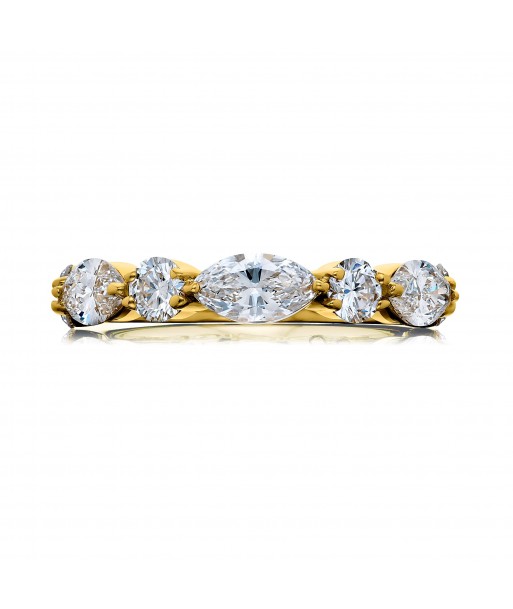 JB Star 7 Diamond Marquise & Round Anniversary Band Yellow Gold rembourrage situé sous