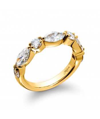 JB Star 7 Diamond Marquise & Round Anniversary Band Yellow Gold rembourrage situé sous