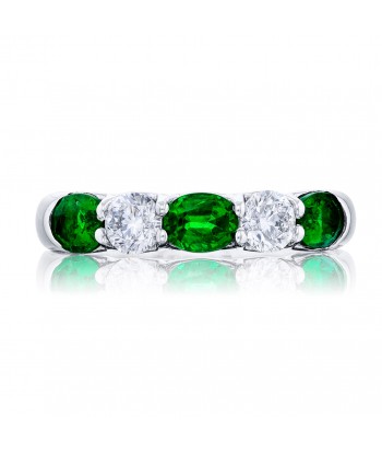 JB Star Emerald & Diamond Anniversary Band Ring Platinum Fin de série