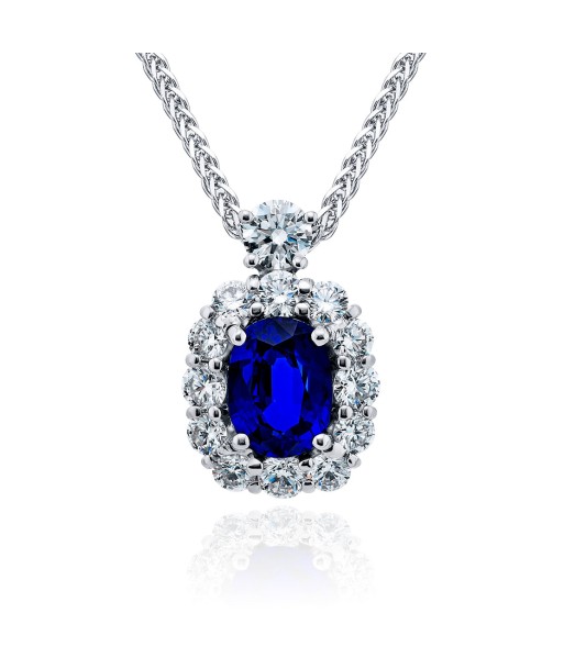 JB Star Oval Ceylon Sapphire & Diamond Pendant Necklace vous aussi creer 