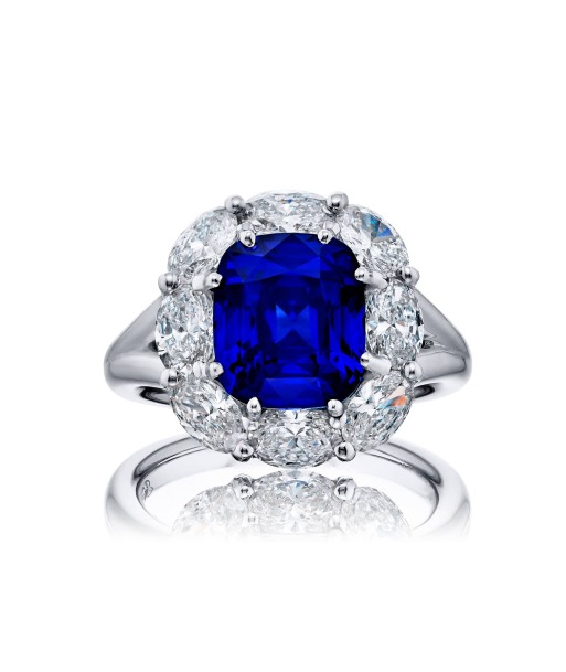 JB Star Cushion Sapphire & Diamond Platinum Ring pas cher chine