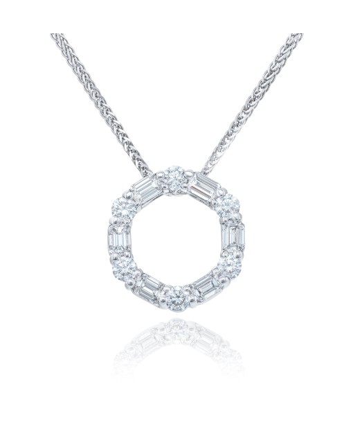 JB Star Round & Emerald Diamond Circle of Life Pendant Necklace Platinum pas cher chine