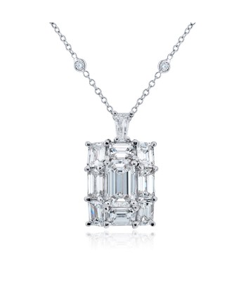 JB Star Emerald Cut Diamond Pendant Necklace Platinum du meilleur 