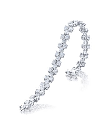 JB Star Oval Diamond Three Row Tennis Bracelet Platinum de votre