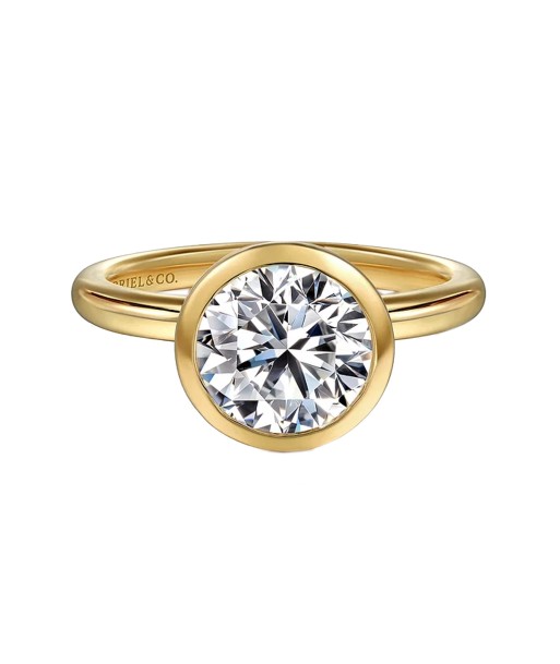 Gabriel 14K Yellow Gold Solitaire Bezel Set Engagement Ring Mounting d'Europe débarque