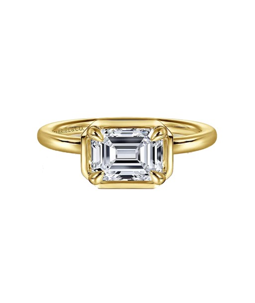 Gabriel 14K Yellow Gold Emerald Cut Diamond Engagement Ring Mounting Livraison rapide