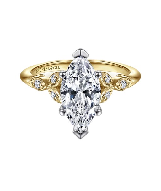 Gabriel 14K White-Yellow Gold Marquise Shape Diamond Engagement Ring Mounting est présent 