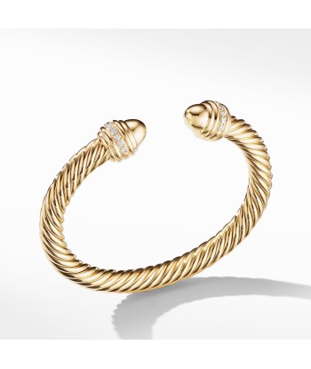 David Yurman 7MM Cable Bracelet in 18K Gold with Gold Dome and Diamonds en linge