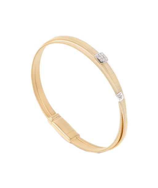 Marco Bicego 18K Yellow Masai Gold 2-Strand Coil Bracelet with Diamonds Véritable concentré