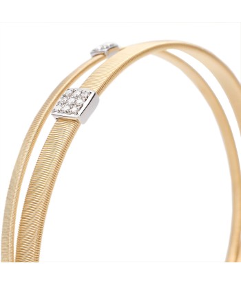 Marco Bicego 18K Yellow Masai Gold 2-Strand Coil Bracelet with Diamonds Véritable concentré