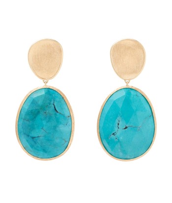 Marco Bicego 18K Yellow Gold Lunaria Double Drop Turquoise Earring france