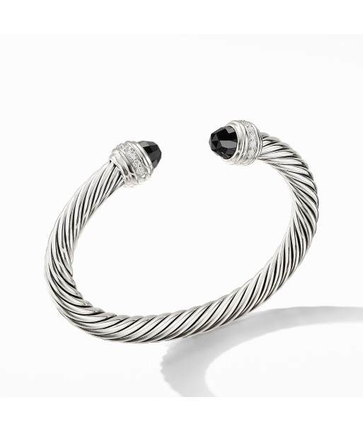 David Yurman 7MM Cable Bracelet with Black Onyx and Diamonds meilleur choix