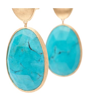 Marco Bicego 18K Yellow Gold Lunaria Double Drop Turquoise Earring france