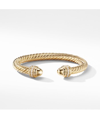 David Yurman 7MM Cable Bracelet in 18K Gold with Gold Dome and Diamonds en linge