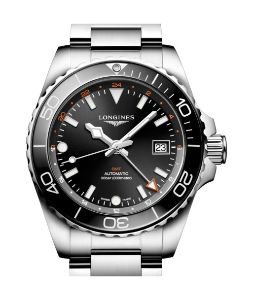 Longines 41MM Hydroconquest GMT Automatic Black Dial Stainless Steel Watch L37904566 en ligne